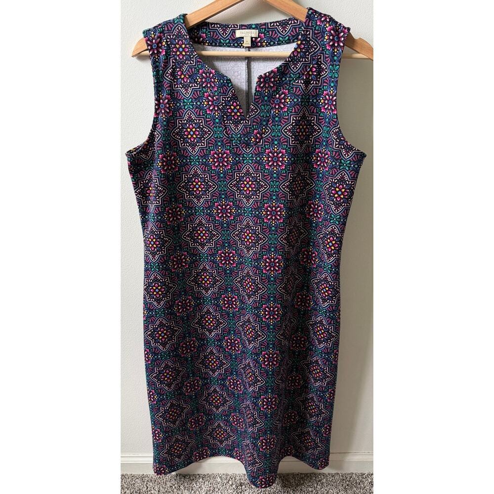 Talbots sleeveless mosaic dress women's size M